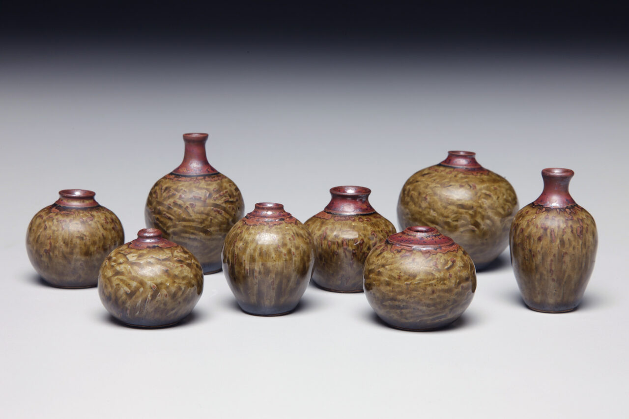 Karen Dubois finished pots grouping, various vases Karen Dubois finished pots grouping, various vases