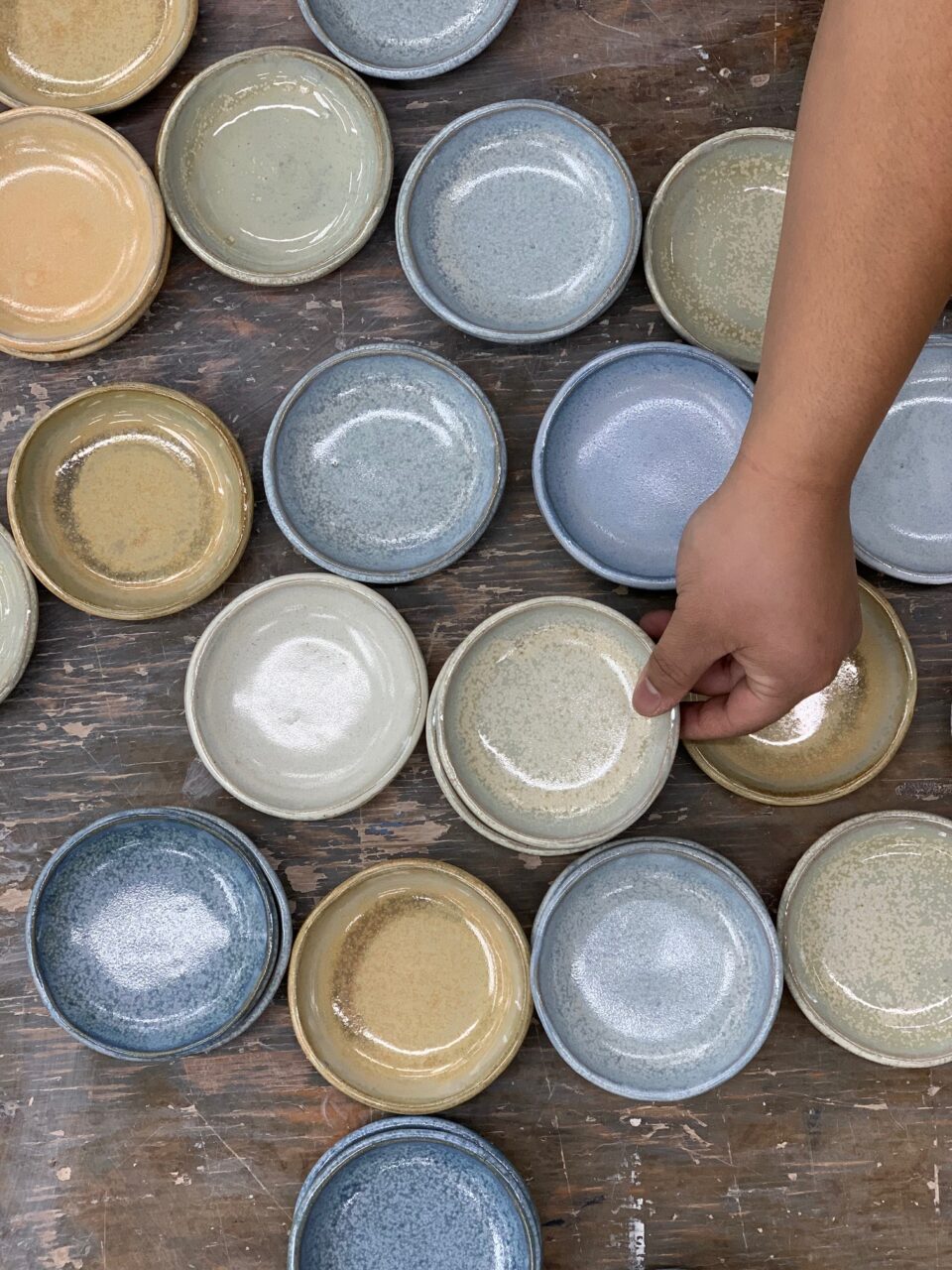 Katie Meili Messersmith ring dishes, abundance, finished pots, birdseye view, our stock image 2 Katie Meili Messersmith ring dishes, abundance, finished pots, birdseye view, our stock image 2