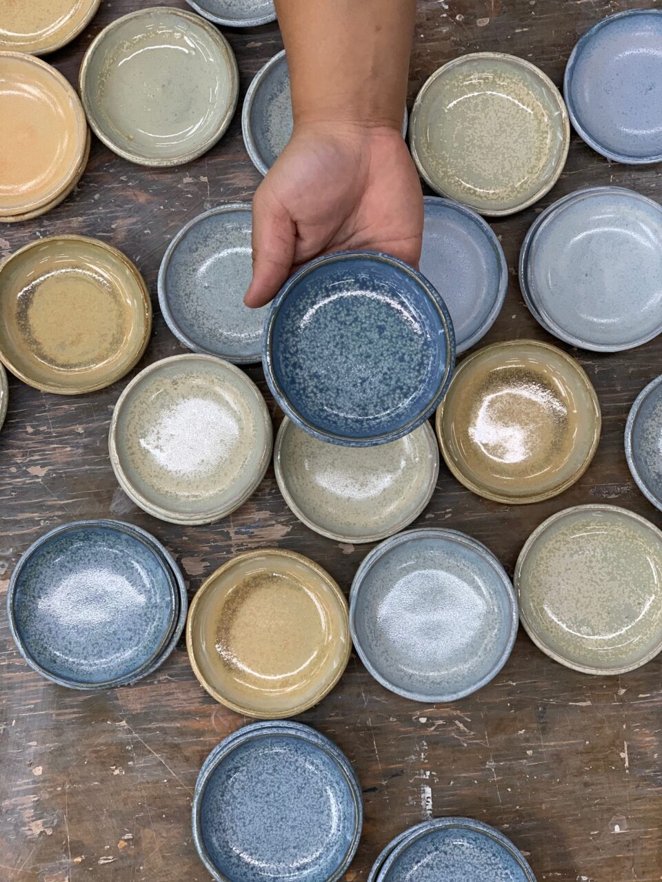 Katie Meili Messersmith ring dishes, abundance, finished pots, birdseye view, our stock image 3 Katie Meili Messersmith ring dishes, abundance, finished pots, birdseye view, our stock image 3