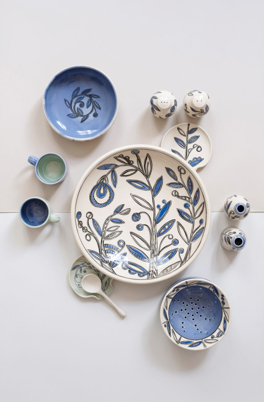 Maria Andrade Troya finished pot grouping, blue, vertical, Photo by Nicole McConville (www.nicolemcconville.com) Maria Andrade Troya finished pot grouping, blue, vertical, Photo by Nicole McConville (www.nicolemcconville.com)